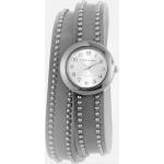 Silberne Quarz Damenarmbanduhren aus Kunstleder mit Analog-Zifferblatt mit arabischen Ziffern mit Mineralglas-Uhrenglas mit Wickelarmband 