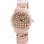 Goldene Excellanc Quarz Damenarmbanduhren aus Rosegold mit Analog-Zifferblatt mit Mineralglas-Uhrenglas mit Metallarmband 