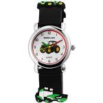 Excellanc Kinder-Uhr Silikon Armbanduhr analoge Lernuhr mit grünem 3D Traktor-Motiv Comicstyle für Jungen und Mädchen