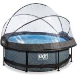 EXIT Frame-Pool ø300cm Rund mit Filterpumpe in Stein-Optik Mit Dome-Abdeckung