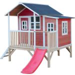 Rote Skandinavische EXIT Toys Loft Nachhaltige Spieltürme & Stelzenhäuser aus Zedernholz mit Rutsche Elementbauweise 