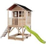 Limettengrüne Skandinavische EXIT Toys Spieltürme & Stelzenhäuser aus Buche mit Rutsche 
