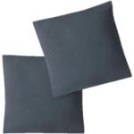 Anthrazitfarbene Kissenbezüge & Kissenhüllen mit Reißverschluss aus Jersey trocknergeeignet 80x80 2-teilig 
