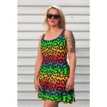 Bunte Animal-Print Skater Spitzenkleider mit Leopard-Motiv aus Spitze für Damen 