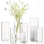 Moderne 15 cm Runde Kerzenständer Sets mit Tulpenmotiv aus Glas 3-teilig 