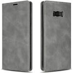 Reduzierte Graue Retro Samsung Galaxy S8 Cases Art: Flip Cases mit Bildern aus Glattleder stoßfest 