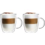 Latte Macchiato Gläser 180 ml mit Kaffee-Motiv aus Glas doppelwandig 2-teilig 