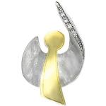 Silberne Motiv Engel Anhänger mit Engel-Motiv matt aus Silber mit Zirkonia 