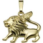 Goldene Löwe-Anhänger mit Löwen-Motiv glänzend aus Gelbgold 