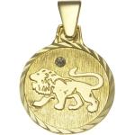 Goldene Löwe-Anhänger mit Löwen-Motiv glänzend aus Kristall 
