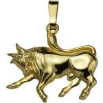 Goldene Stier-Anhänger mit Sternzeichen-Motiv glänzend aus Gelbgold 