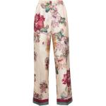 Reduzierte Pinke Blumenmuster F.R.S Bundfaltenhosen aus Seide für Damen Größe M 