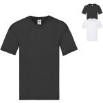 Schwarze Kurzärmelige Fruit of the Loom V-Ausschnitt T-Shirts aus Baumwolle für Herren Größe M 