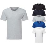 Marineblaue Fruit of the Loom V-Ausschnitt T-Shirts aus Baumwolle für Herren Größe XL 