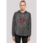 Reduzierte Anthrazitfarbene Casual F4nt4stic Rolling Stones Damensweatshirts aus Baumwolle mit Kapuze Größe XS 