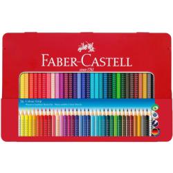 (0.85 EUR / Stück) Faber-Castell Buntstifte Colour Grip 36-farbig sortiert 7 x 175mm Metalletui 36 Stück