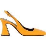 Orange FABI Karree Damenpumps mit Schnalle aus Leder Größe 36 