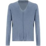 Reduzierte Blaue Elegante Fabiana Filippi V-Ausschnitt Kaschmir-Pullover aus Wolle für Damen Größe M 