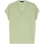 Reduzierte Hellgrüne Elegante Fabiana Filippi V-Ausschnitt T-Shirts aus Baumwolle für Damen Größe L 
