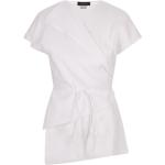 Reduzierte Weiße Elegante Kurzärmelige Fabiana Filippi V-Ausschnitt Festliche Blusen aus Seide für Damen Größe M 