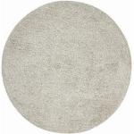 Graue Bio Nachhaltige Runde Runde Hochflorteppiche 90 cm aus Wolle 