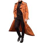 Orange Oversize Wasserdichte Maxi Trenchcoats lang aus Leder mit Kapuze für Herren Größe L für den für den Herbst 