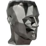 ADM - 'Facettierter Männerkopf Großes-Vase' - Moderne figurative Vase aus Fiberglas und Metalleffekt Finish,für den Innenbereich - Anthrazit - H55 cm