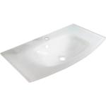 FACKELMANN Waschbecken LUGANO / Waschtisch aus Glas / Maße (B x H x T): ca. 80 x 16 x 46 cm / hochwertiges, geschwungenes Waschbecken für das Badezimmer / Farbe: Weiß-Transparent / Breite 80 cm