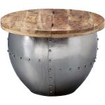 Braune Industrial Runde Massivholz-Couchtische 60 cm lackiert aus Massivholz mit Stauraum Breite 50-100cm, Höhe 0-50cm, Tiefe 50-100cm 