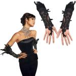 Reduzierte Schwarze Faschingshandschuhe aus Spitze für Damen Einheitsgröße 