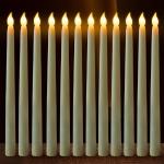 Reduzierte Elfenbeinfarbene 28 cm LED Kerzen mit beweglicher Flamme 12-teilig 