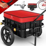 Kesser - Fahrradanhänger Lastenanhänger Handwagen mit Kupplung Hochdeichsel für Fahrrad Transportanhänger Transportbox mit 70 Liter Volumen Max. 60kg Rot - Rot
