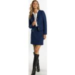 Reduzierte Blaue Karo Elegante Faina Boucle-Jacken mit Knopf aus Bouclé für Damen Größe XS 