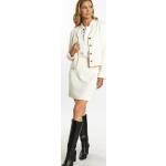 Weiße Karo Elegante Faina Boucle-Jacken mit Knopf aus Bouclé für Damen Größe L 