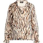 Cremefarbene Animal-Print Langärmelige Festliche Blusen aus Polyester für Damen Größe M 
