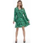 Grüne Animal-Print Midi V-Ausschnitt Wickelkleider für Damen Größe M für den für den Sommer 