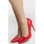 Reduzierte Rote Faina Runde High Heels & Stiletto-Pumps mit Nieten für Damen Größe 39 mit Absatzhöhe 7cm bis 9cm 