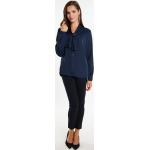 Reduzierte Marineblaue Business Faina V-Ausschnitt Festliche Blusen aus Satin für Damen Größe L 