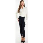 Reduzierte Weiße Business Faina V-Ausschnitt Festliche Blusen aus Satin für Damen Größe L 