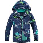 FAIRYRAIN Kids Boys Girls Floral Unicorn Cartoon Dinosaur Outdoor Sport Coat Fleece Lined Jacket Waterproof Windproof Raincoat with Hood
