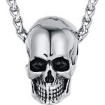 Nickelfreie Silberne Totenkopf-Anhänger mit Halloween-Motiv poliert aus Edelstahl für Herren Weihnachten 
