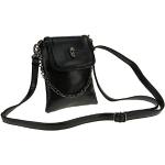 Reduzierte Schwarze Elegante Totenkopf Handtaschen mit Totenkopfmotiv mit Handyfach für Damen klein 