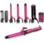 Fakir 9193001 Pixie 5in1 Haarstyling Set, Haarpflege-Set mit 7 verschiedenen Aufsätzen, max. 200°C, Aufbewahrungstasche, LED-Bereitschafts- und Betriebsanzeige, Pink