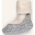 Hellgraue Falke Anti-Rutsch-Socken aus Wolle für Herren Größe XS 