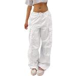 Weiße Y2K Freizeithosen mit Reißverschluss aus Leder für Damen Größe XS für den für den Sommer 