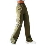 Khakifarbene Karo Atmungsaktive Baggy-Pants & Baggy-Hosen aus Fell für Damen Größe XXL für den für den Frühling 