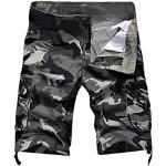 Schwarze Camouflage Baggy-Shorts aus Denim für Herren Größe XS Petite für den für den Sommer 