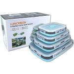 Blaue Lunchboxen & Snackboxen aus Silikon klappbar 4-teilig 