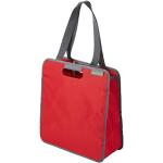 Faltbare Einkaufstasche S Hibiscus Red/Uni 32x15,5x37cm abwischbar stabil Polyester platzsparend Reißverschluss Freizeit Urlaub Shoppingtour 