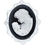 Schwarze Vintage Bling Jewelry Ovale Kamee Ketten & Gemme Ketten aus Silber für Damen zum Muttertag 